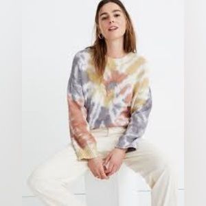 Madewell Westford Rainbow Tie-Dye Long Sleeve Pullover Sweater Top XS